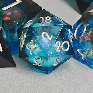 Black Blue Liquid Core DnD Dice Set, Unique Dungeons and Dragons Dice Set for Gifts, Mystical RPG D&D Dice Gift