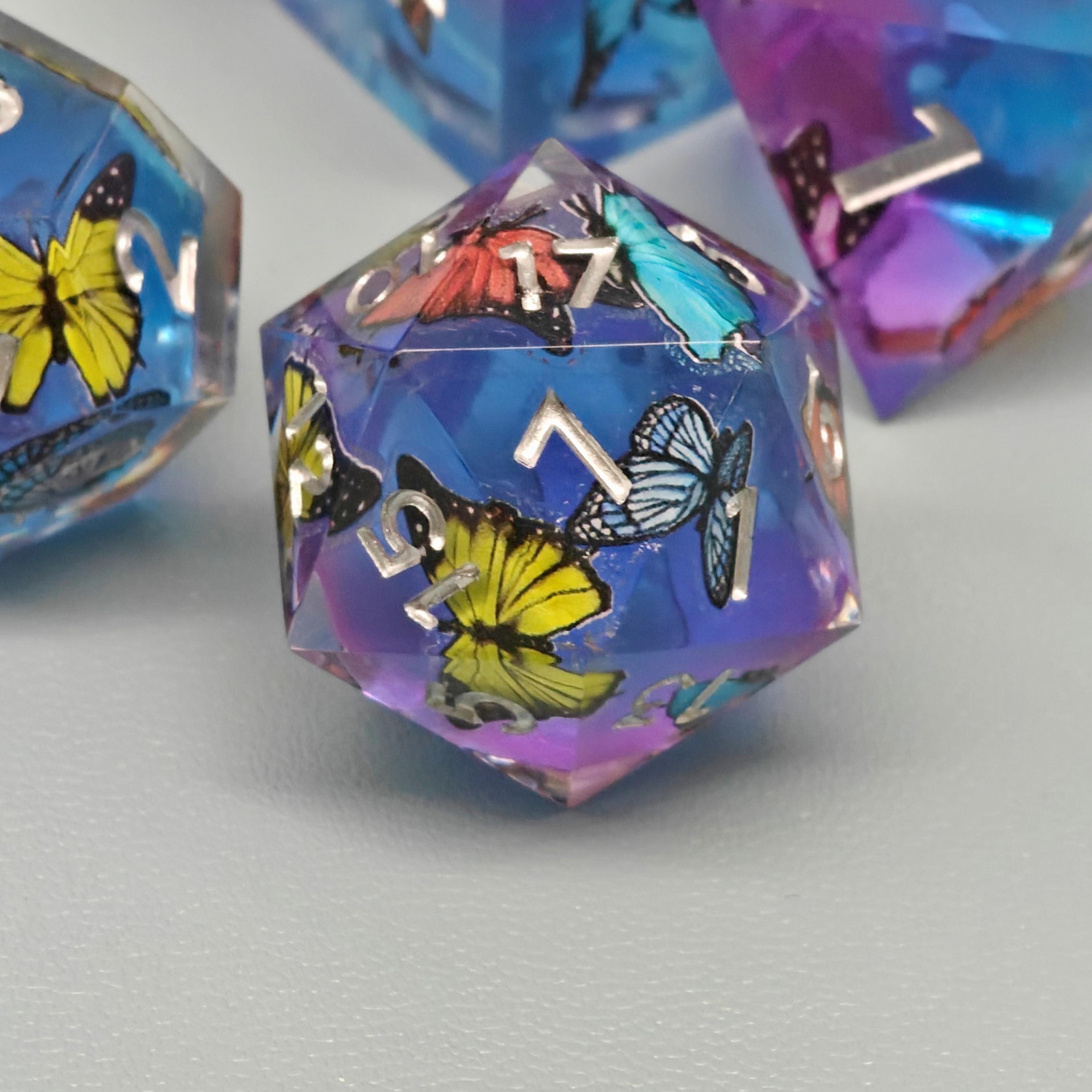 Rpg Butterfly Mixed Color Butterfly Resin Dnd Dice Set, Unique Dungeons and Dragons ...