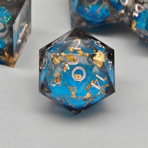 Black Blue Liquid Core Dice Set for Role Playing Games, Galaxy Dungeons and Dragons Dice Set for Gifts, RPG Liquid Core D&D Dice Set