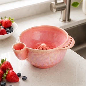 Recipiente para lavar bayas, lavadora de frutas de cerámica con vórtice, enjuagador de fresas y arándanos hecho a mano, colador de cocina