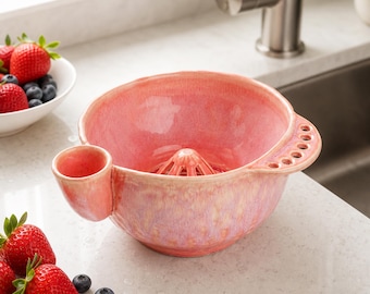 Bessenwaskom, keramische vortex-fruitwasmachine, handgemaakte aardbei-bosbessenspoeling, keukenvergiet