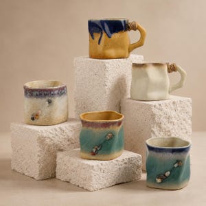 Handmade Ceramic Mug, Irregular Pottery Coffee Cup, Rustic Tea Cup, 300ml Handmade Pottery Gift for Her