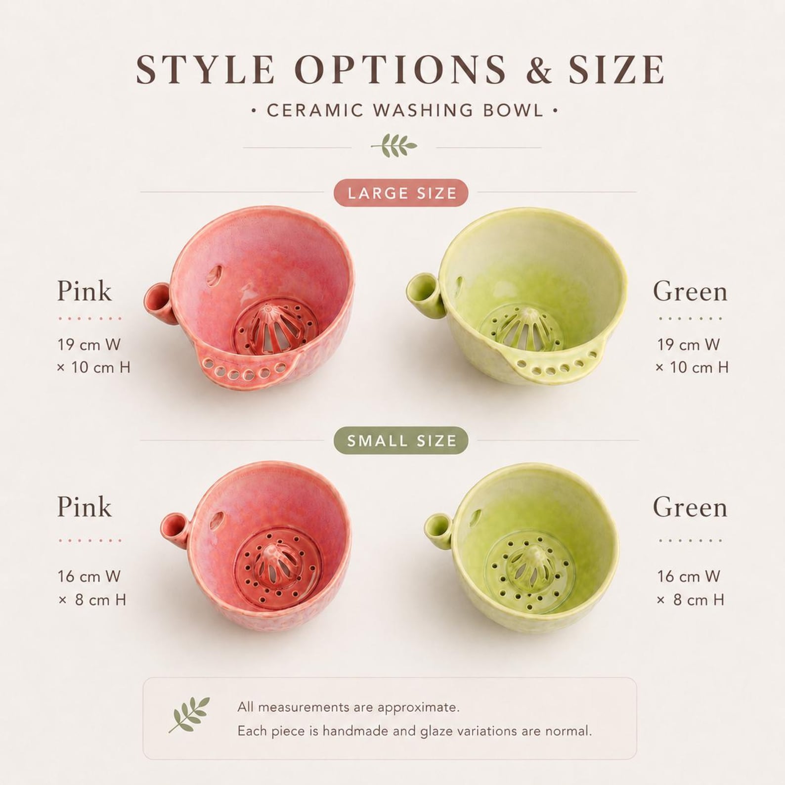 Ceramic Berry Washing Bowl - Large, Green
