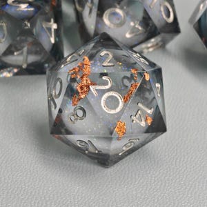 Black Gold Leaf Liquid Core Dice Set for Role Playing Games, Galaxy Dungeons and Dragons Dice Set for Gifts, RPG Liquid Core D&D Dice Set