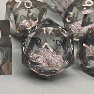 Black Liquid Core DnD Dice Set, Unique Dungeons and Dragons Dice Set for Gifts, Mystical RPG D&D Dice Gift