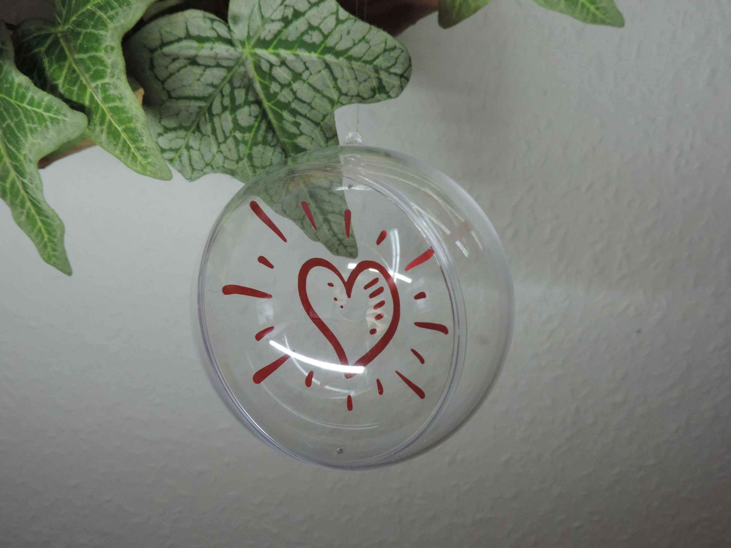 Geschenke Kugel mit print Herz Dekokugel befüllbar Ball Dekoration