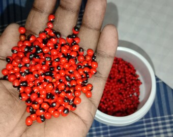 Black Red Gunja Seeds Natural Beads Jewelry Making Traditional Craft Eco Friendly Handmade Supply Red Lucky Seed Herbal - No Holes