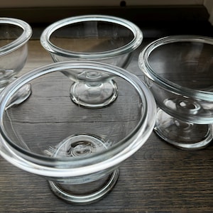 Two Set Bormioli Rocco Italy Pedestal Footed Sundae Dishes Bowls Ice Cream Parlor