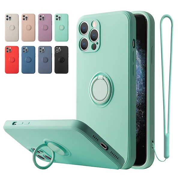iPhone 12 Pro Case with Ring Holder Kickstand (6.1 inch 2020) Silicone Case (Microfiber Lining, Camera Full Coverage)