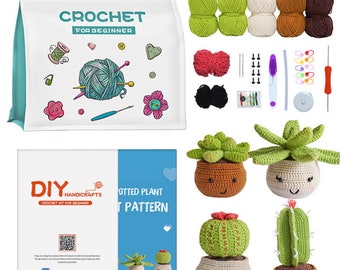 Kit de crochet para principiantes, kit de inicio de crochet para principiantes con tutoriales en video paso a paso, kits de crochet para adultos y niños.