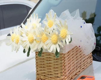 Handcrafted Knitted Daisy Blossom Bouquet | Handmade Crochet Flower Bouquet | Crochet Floral Arrangement Daisy Bunch | Crochet Daisy