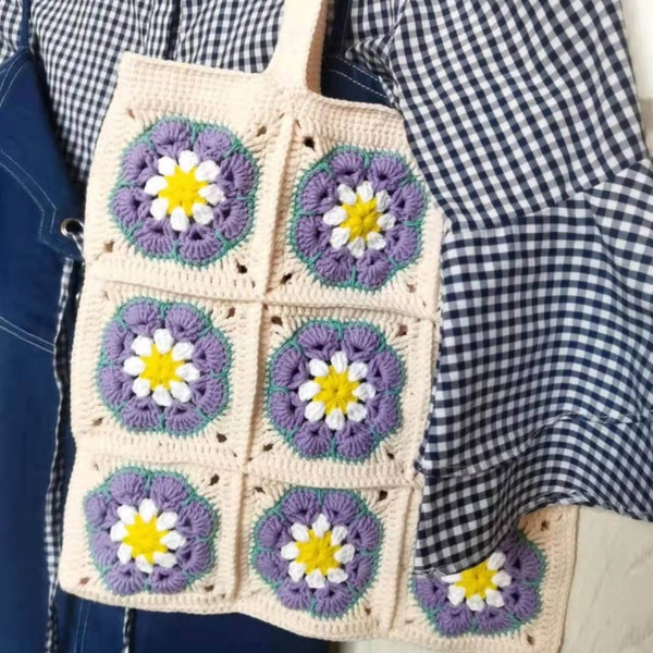 Granny Square Shoulder Bag | Daisy Crochet Bag | Best gift for your firend