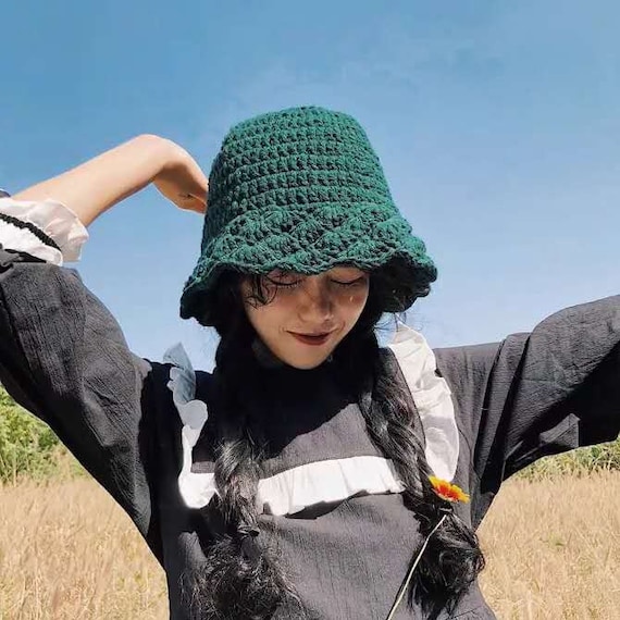 Ladies Crochet Hat Lace Fisherman Hat 