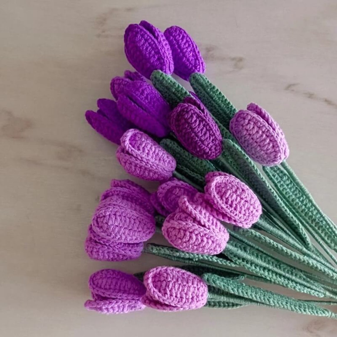 Cotton Yarn Crochet Tulip Flower Bouquet Tulip Flower Etsy