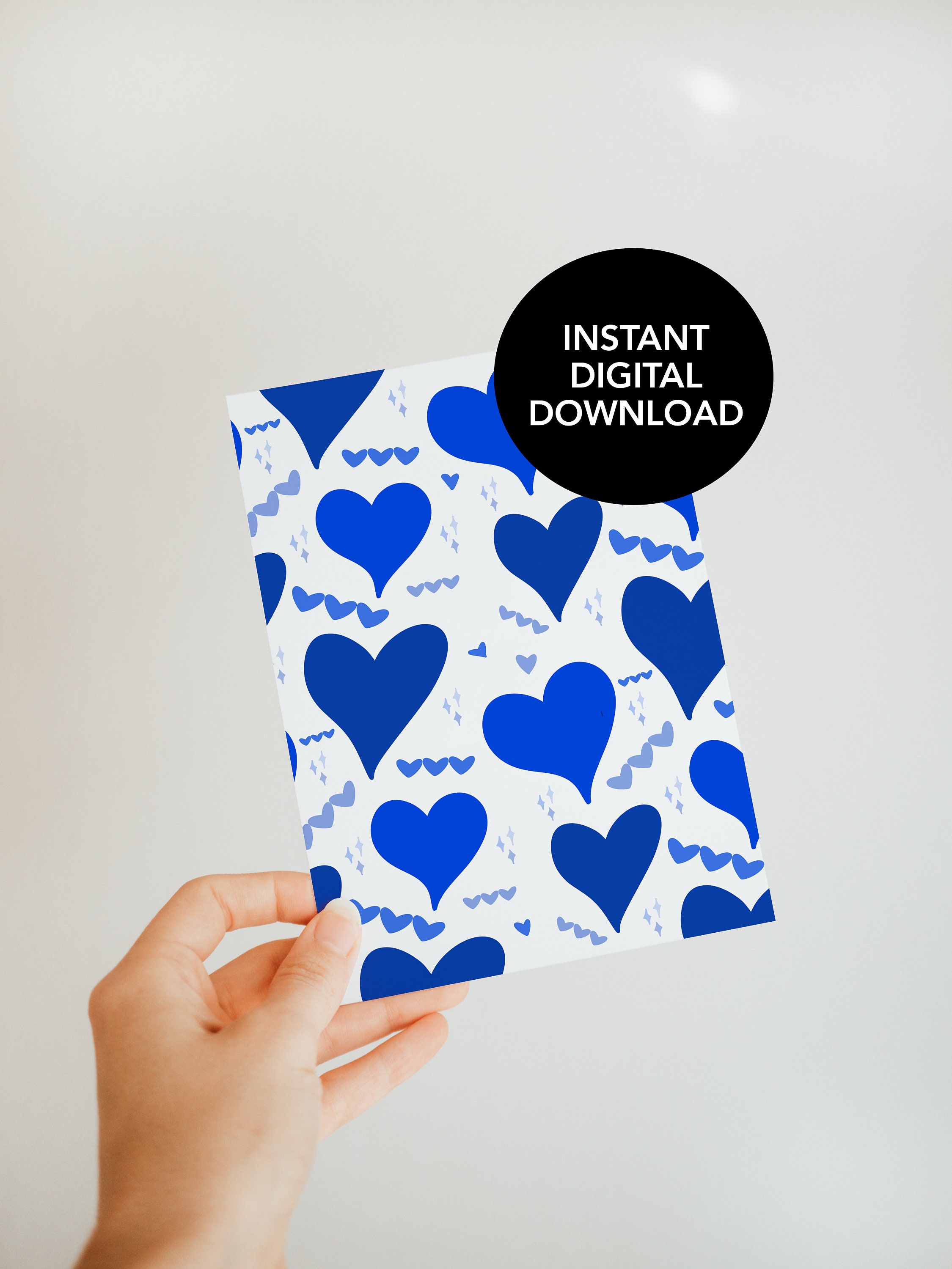 Blue Hearts Happy Valentine's Day Card Printable | Etsy