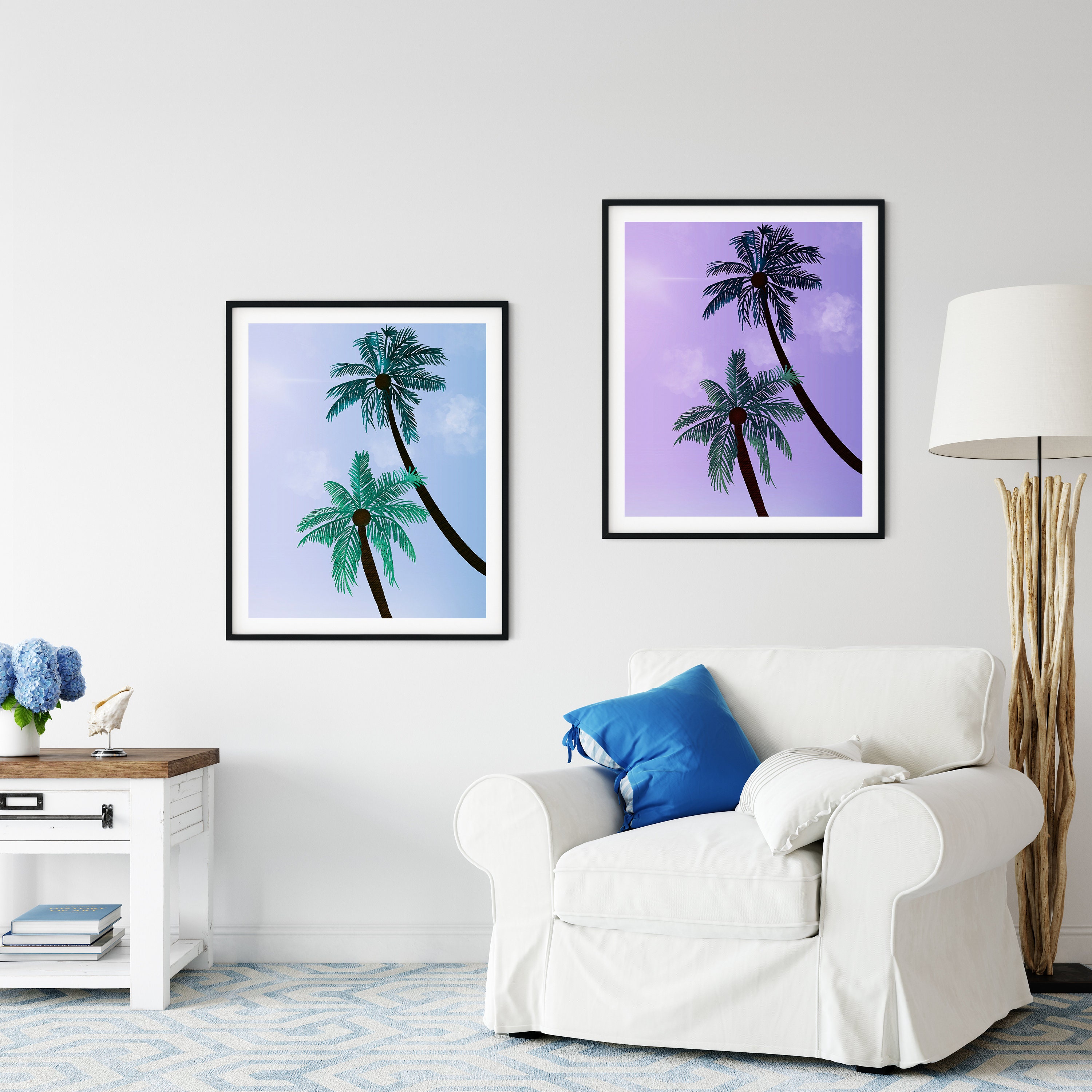 Twin Palm Trees Printable Wall Art Set of 2 INSTANT Etsy