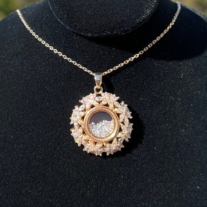 HAPPY DIAMOND Pendant, Floating Movable Diamond Pendant, Luxury Pendant Stunning Diamond, Exquisite Unique Design, Best gift Golden Color