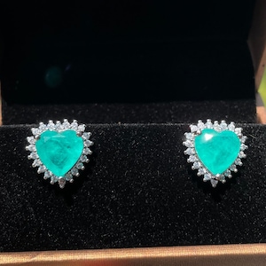 PARAIBA Blue/Ocean Blue Color Earring Simulated TOURMALINE Magnificent Exotic Neon Vivid Blue Color Exotic Neon Glow Blue Paraiba 18KGP