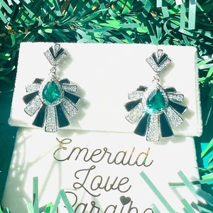 2 Carat Art Deco Style Ocean Blue Aquamarine Earring Exotic Neon Blue Stone Perfect Engagement Dangle Earring 18KGP