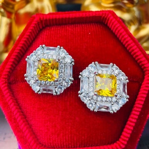 Canary Fancy Yellow Earrings Stud, Bridesmaid earrings Stud, Perfect Gift For Wedding Birthday Myself