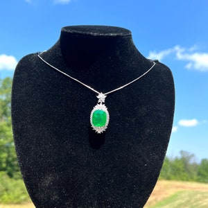 20*50mm Jumbo Size Emerald Green Pendant Luxury Vibrant Green Emerald Pendant For MAY Birthstone Gift 18KGP