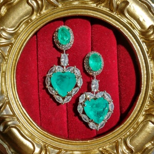 PARAIBA Blue Heart Shape Earring TOURMALINE Magnificent Exotic Neon Vivid Blue Color Exotic Neon Glow Blue Paraiba 18KGP Best Gift For HER