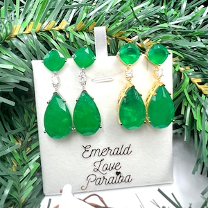 Vibrant Emerald Green Earrings, Vivid Green Emerald Inspired By Angelina Jolie Long Tassel Earring Bestseller 18KGP