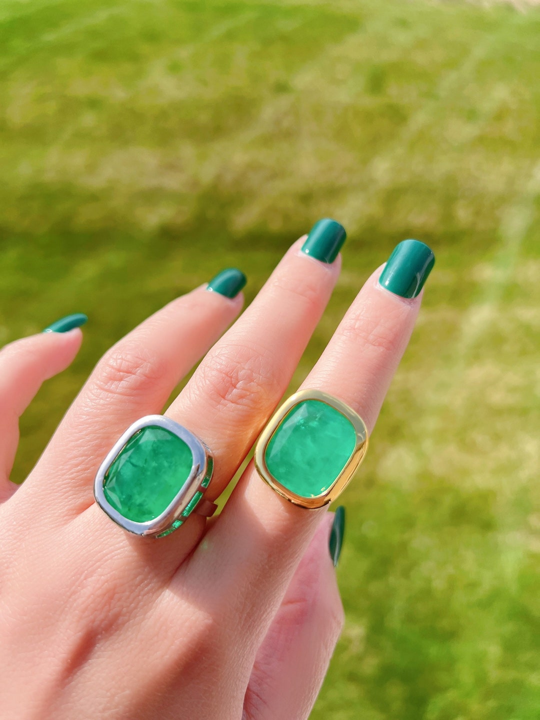 7 Carat EMERALD Green Ring Luxury Vibrant Fancy Green Ring MAY