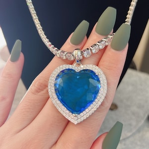 Aquamarine Blue/Ocean Blue Titanic Blue Heart Pendant Magnificent Exotic Neon Vivid Ocean Blue Color Neon Glow Blue Paraiba 18KGP