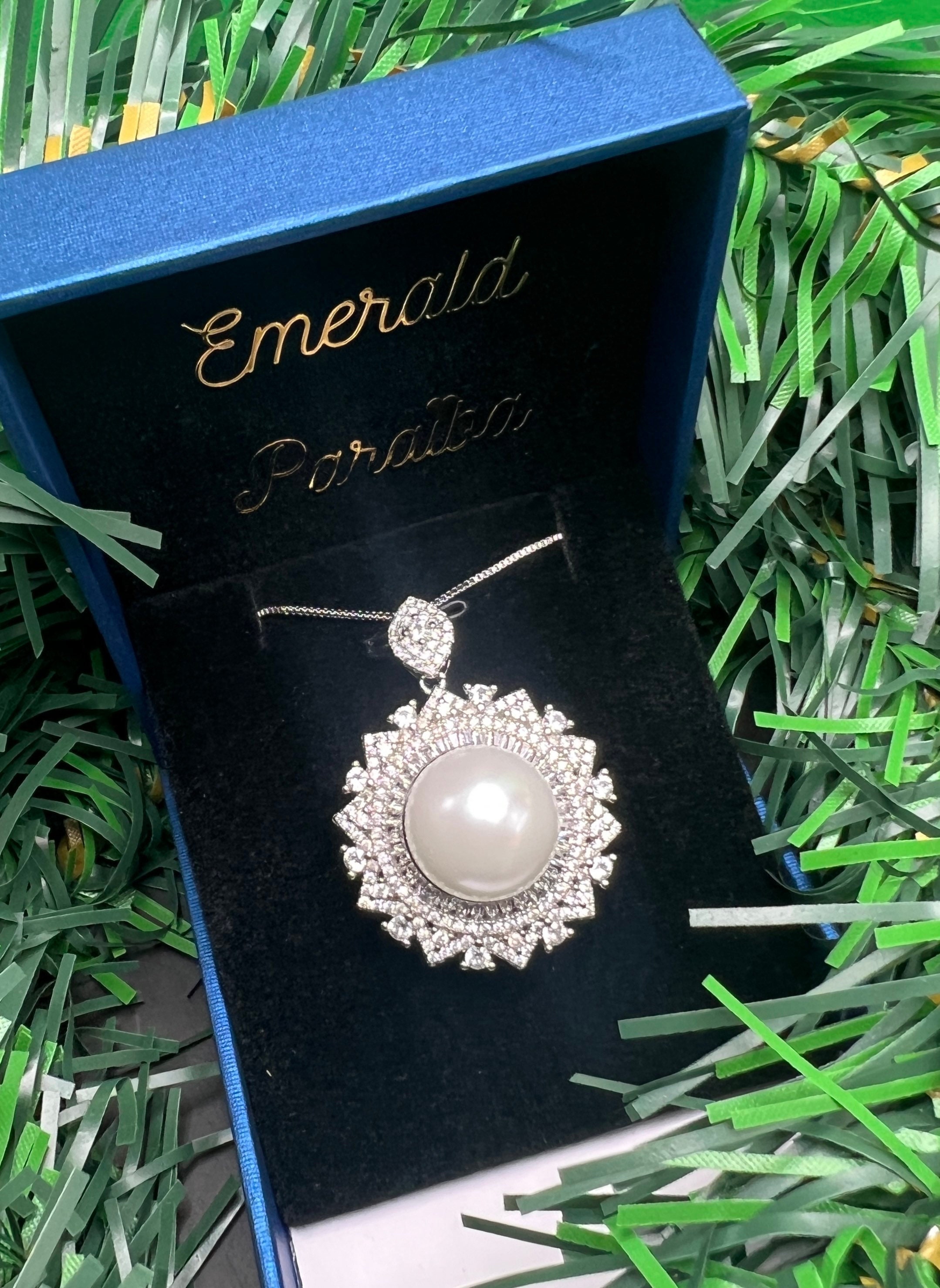 Double Halo White Pearl Pendant Elegant  Vintage Pendant stylish Pearl pendant best gift jewelry