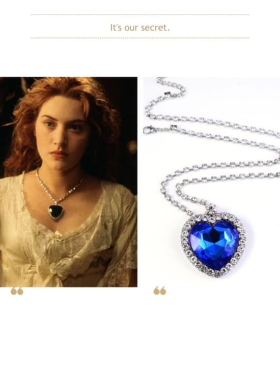 Rose Titanic Blue Necklace Rose Necklace Real Titanic Rose Heart