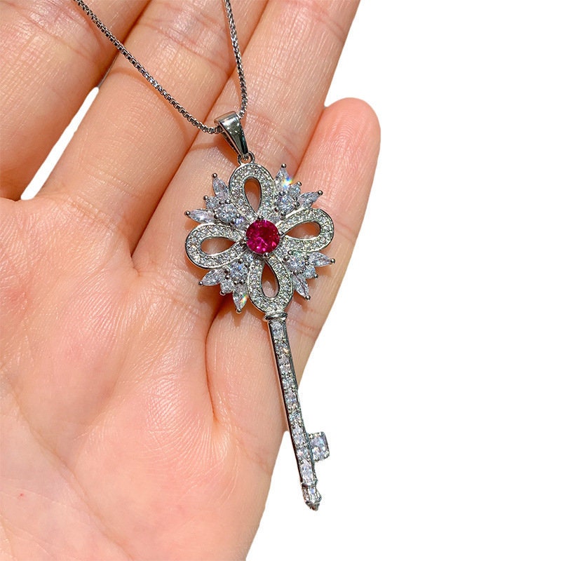 Ruby Key Pendant Luxury Key Pendant Vintage Style Art Deco Etsy