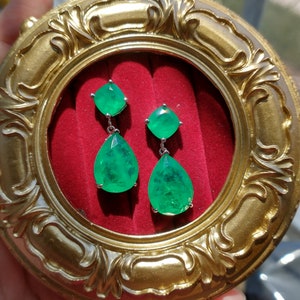 Vibrant Emerald Green Earrings, Vivid Green Emerald Inspired By Angelina Jolie Long Tassel Earring Bestseller 18KGP