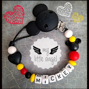 Personalised Mouse Dummy Clip | Handmade | Gift | Baby Shower | Newborn | Unisex | Pacifier Chain | Free MAM Adapter |