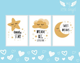 Beautiful Little Star Prints | Girls/Boys Room | Nursery | Cute | Wall Decor | Bedroom | Twinkle Twinkle | A4