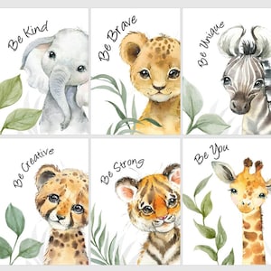 A3 A4 | High Quality | Beautiful Safari Animal Prints | Unframed | Baby&#39;s Nursery | Wall Decor | Baby Shower Gift | Unisex |