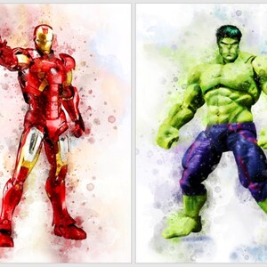 A3 A3 A4 High Quality Unframed Modern Watercolour Superhero Prints Boys Girls Room Kids Bedroom Home Decor Modern Wall Art image 4