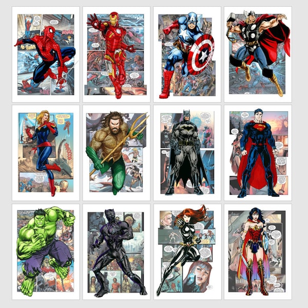 A3 A4 A5 | High Quality Prints | Superheroes | Wall Decor | Boys Room | Girls Room | Unisex | Comic Book Style