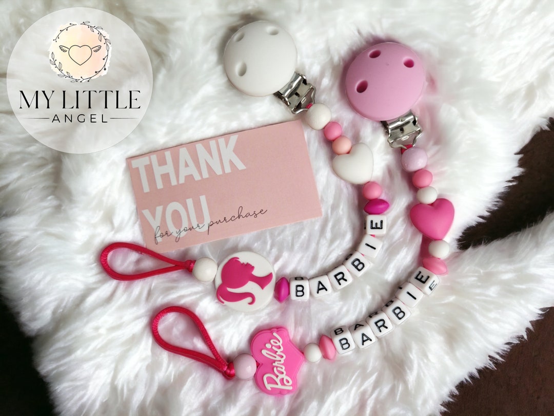Personalised Pink Pacifier Clip Silicone/wooden Etsy