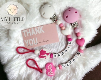 Personalised Pink Pacifier Clip | Silicone/Wooden | Personalised Gift | Baby Girl | Dummy Clip | Baby Shower | MAM