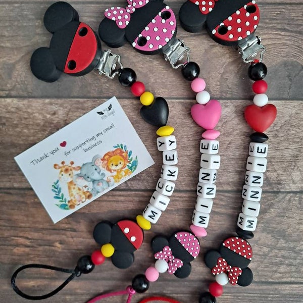 Clip pour mannequin de souris personnalisé | Cadeau | Baby Shower | Attache-tétine | Petite fille | Bébé garçon | MAM |