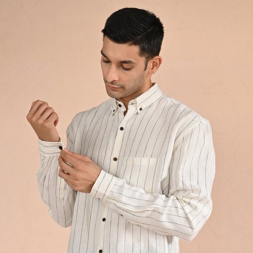 Linen shirt for men ACACIA. Long sleeve, classic linen shirt with buttons. Summer shirt. Linen Clothing for men, shops Handmade clothing