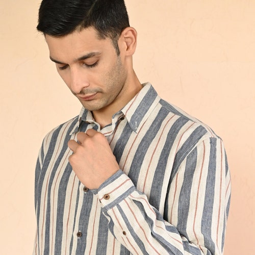 Shirt for men Vintage Linen shirt for men, Blue WILLOW Shirt, linen shirt with buttons Clothing shops for men, Handmade clothing Anniversary gift