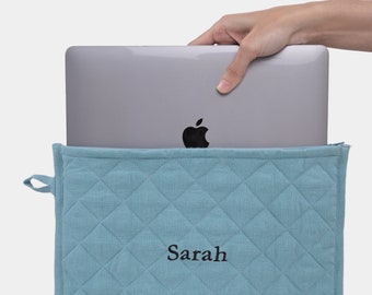 Linen Laptop Sleeve Bag with Zipper Closure, MacBook Sleeve, 11", 12", 13", 14" MacBook Case