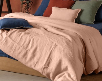 100% Linen Duvet Cover Set, 3 PC Set , Premium Organic European Flax, Bedding set, Coconut button, Comforter Twin Twin XL Double Queen King
