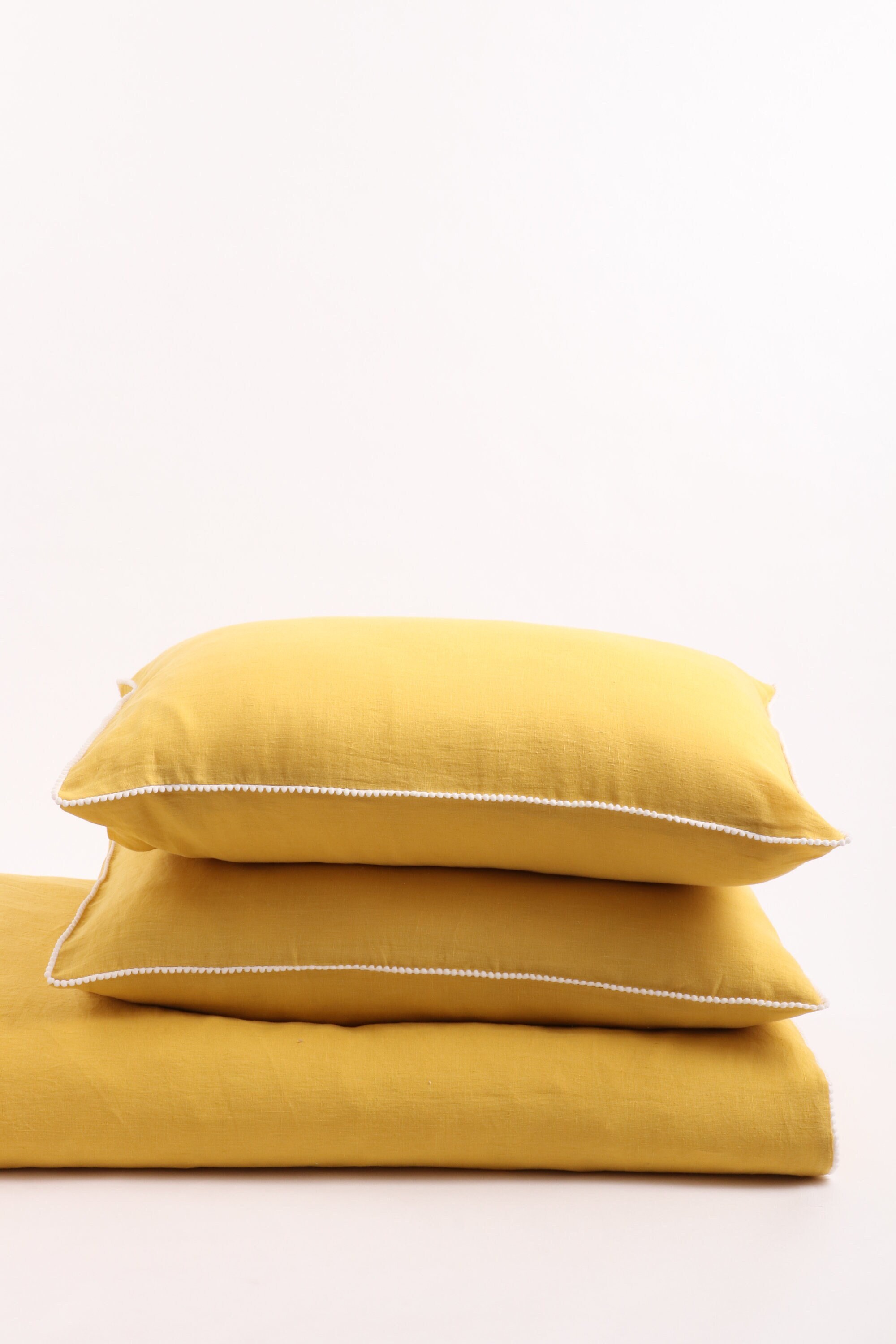 Linen Duvet Set 3 Pcs With Trim Lace King Duvet Set Queen Etsy