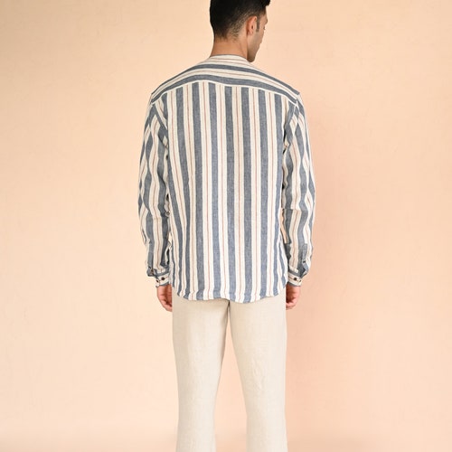 Linen shops shirt for men Rowa. Long sleeve, classic linen shirt with buttons. Summer shirt. Linen Clothing for men, Handmade clothing