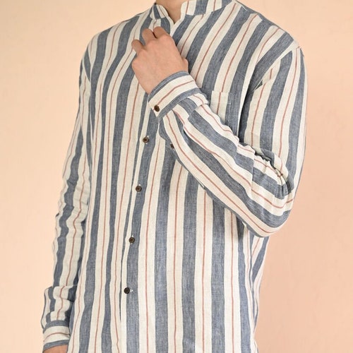 Linen shops shirt for men Rowa. Long sleeve, classic linen shirt with buttons. Summer shirt. Linen Clothing for men, Handmade clothing