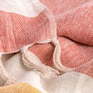 Soft and Cozy Linen Herringbone Throw for Home Décor Waffle blanket Couch throw Sofa throw image 4