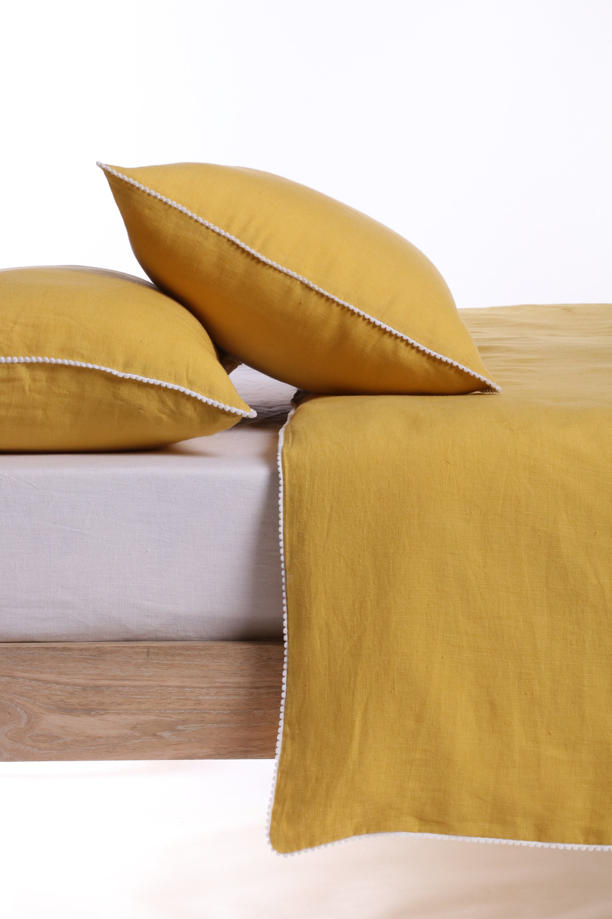 Linen Duvet Set 3 Pcs With Trim Lace King Duvet Set Queen Etsy